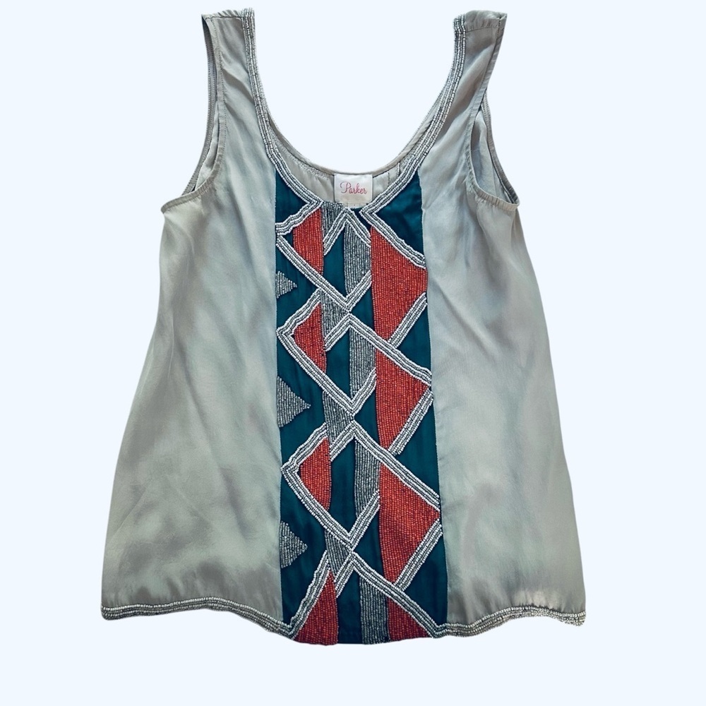 Parker Silk and Bead Sleeveless Top Size Medium